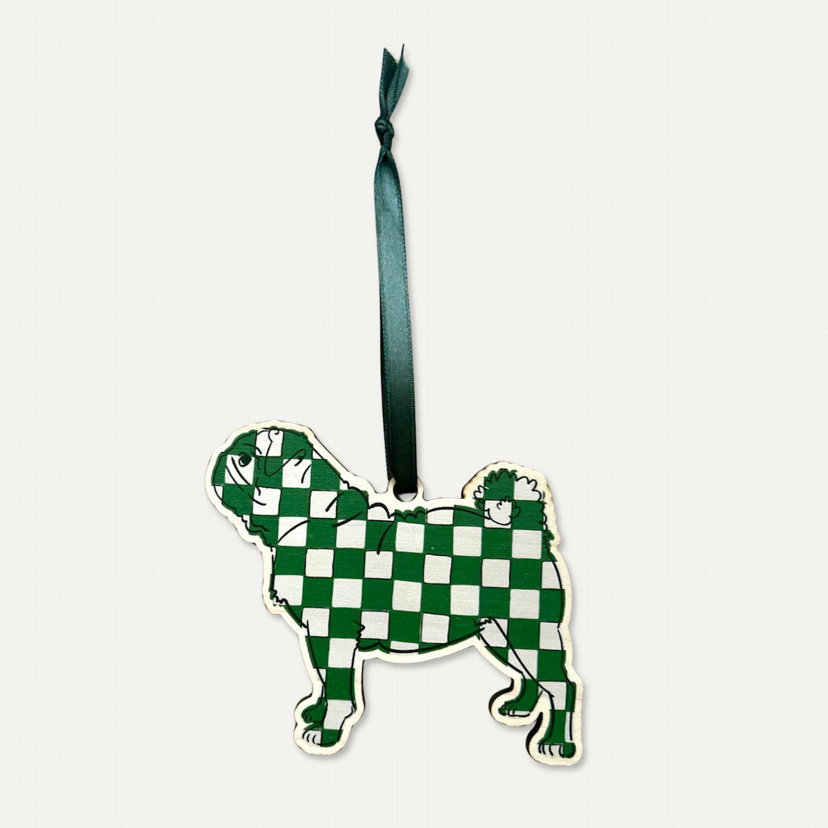 Cute Pug Wooden Hanging Decoration