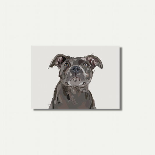 Staffordshire Bull Terrier Art Print – A5 (Black Grey)