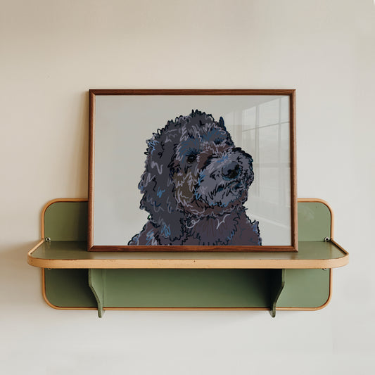 Cockapoo Doodle Art Print – A5 (Black)