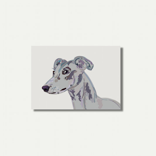 Whippet Dog Illustration Art Print – A5 (Grey)
