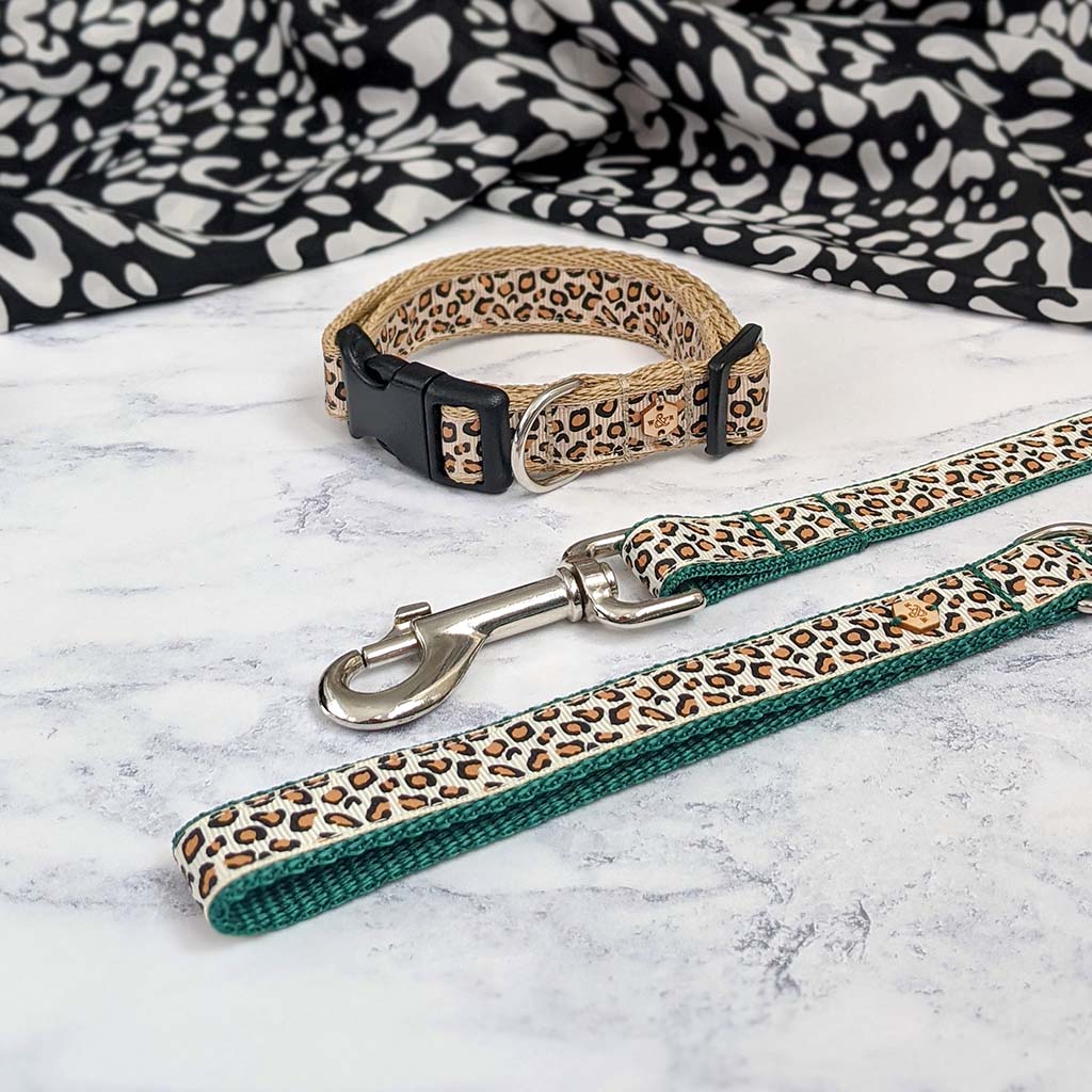 Wren & Rye Caramel Latte Leopard Print Dog Collar