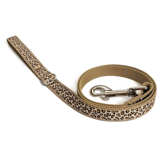 Wren & Rye Caramel Latte Leopard Print Dog Lead