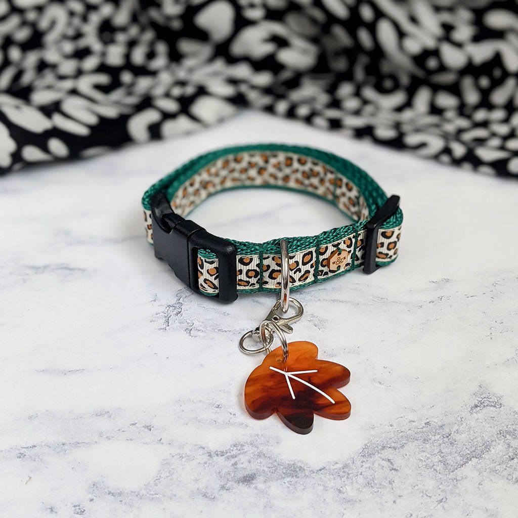 Wren & Rye Forest Fir Leopard Print Dog Collar