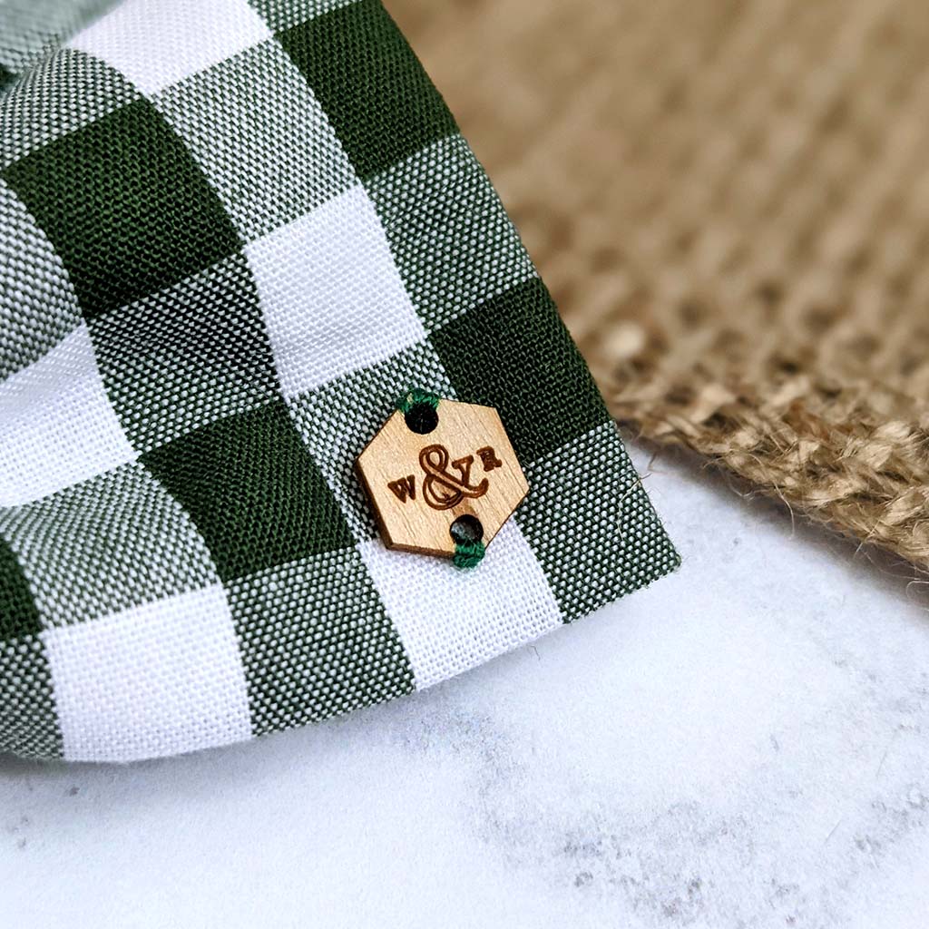 Wren & Rye Forest & White Gingham Dog Bow Tie