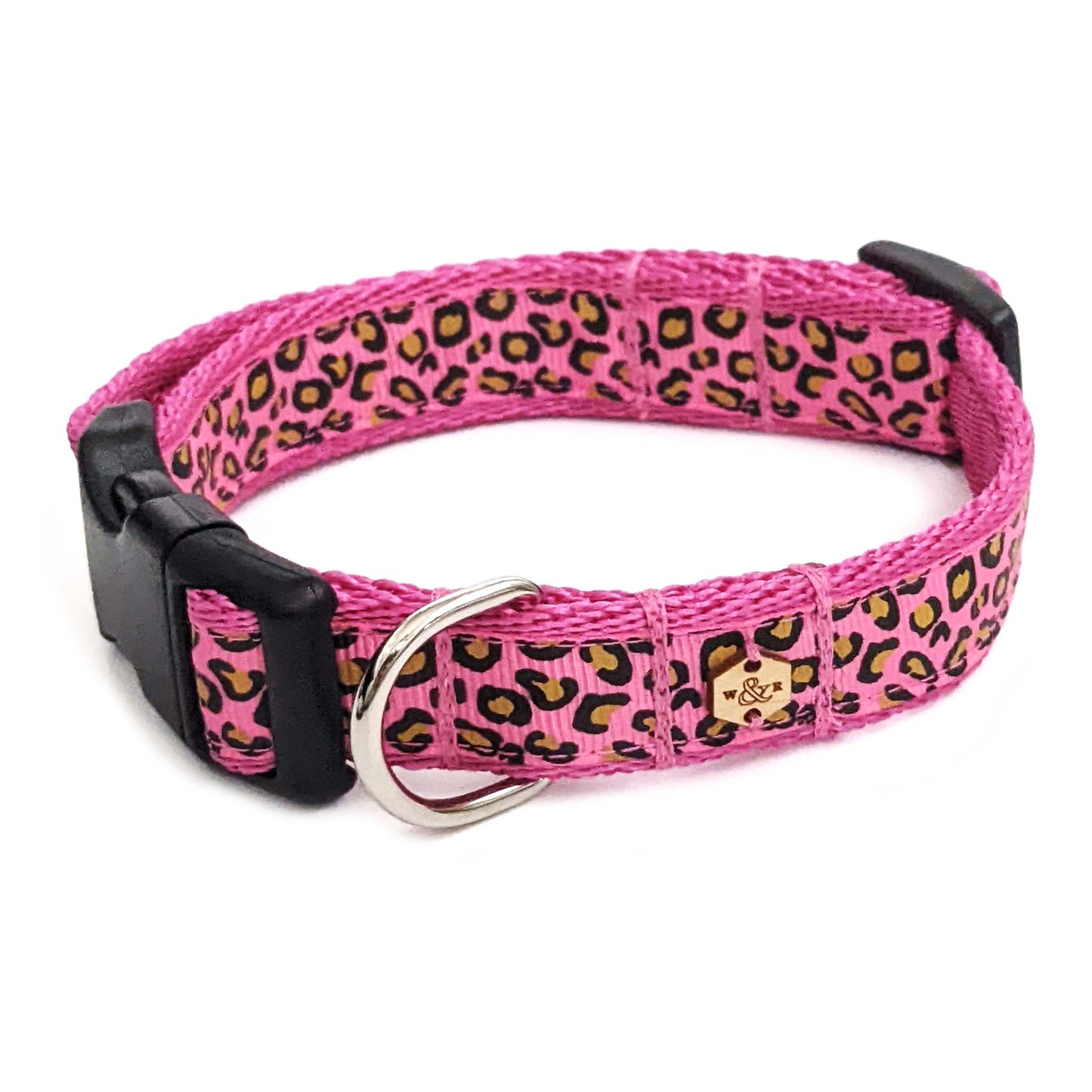 Wren & Rye Hot Pink Leopard Print Dog Collar