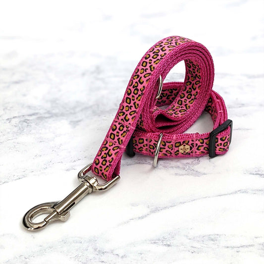 Wren & Rye Hot Pink Leopard Print Dog Lead