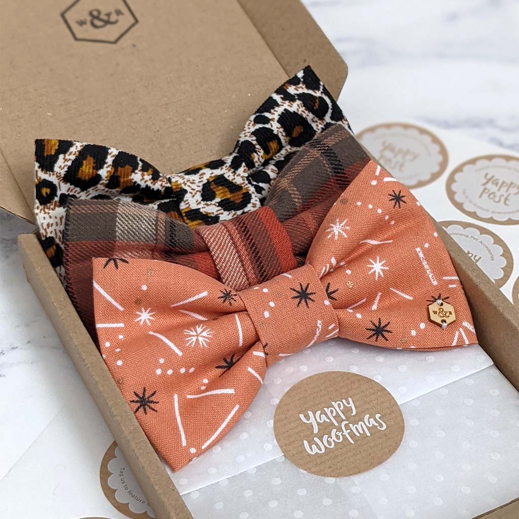 Wren & Rye Lovely Leopard Corduroy Dog Bow Tie