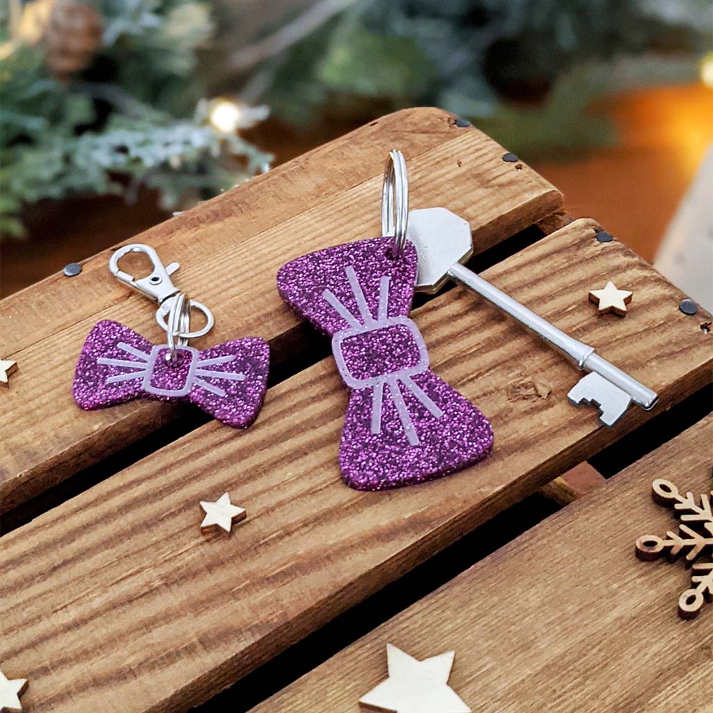 Wren & Rye Magenta Glitter Pooch & Pooch Parent BowDangle Set
