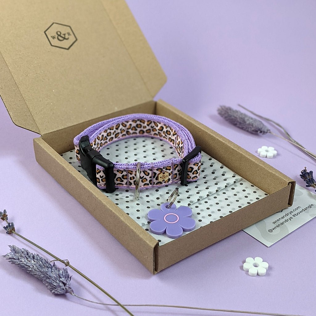 Wren & Rye Parma Violet Leopard Print Dog Collar
