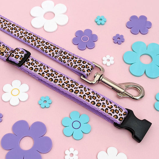 Wren & Rye Parma Violet Leopard Print Dog Lead