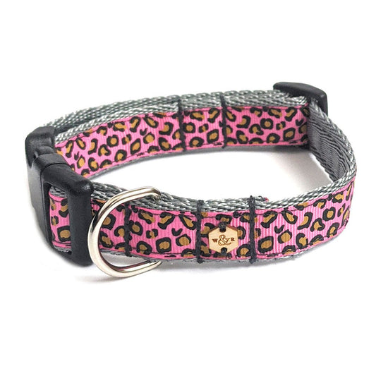 Wren & Rye Pink Leopard Print Dog Collar