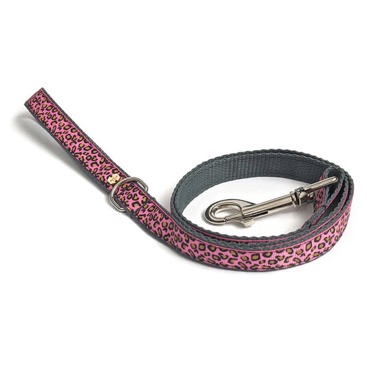 Wren & Rye Pink Leopard Print Dog Lead