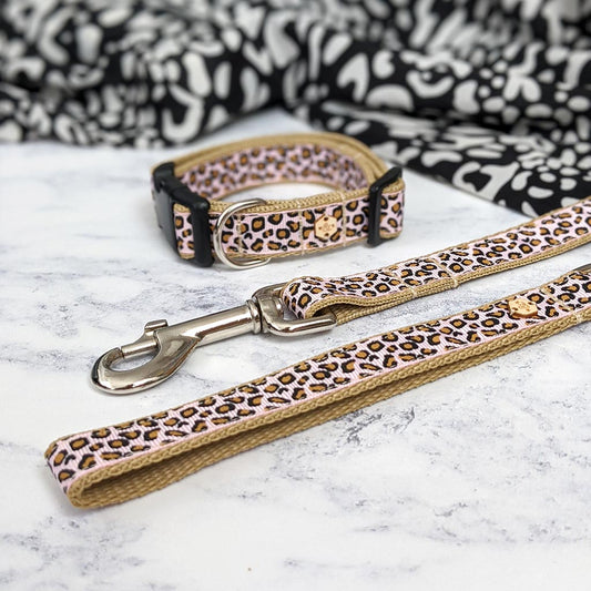 Wren & Rye Raspberry Cream Leopard Print Dog Lead