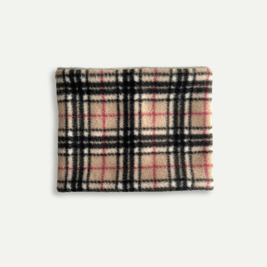 Wren & Rye Beige & Grey Tartan Reversible Fleece Pet Snood