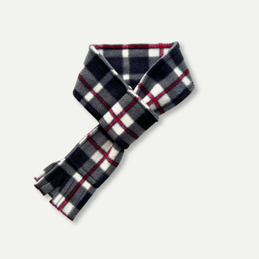 Wren & Rye Black & White Highland Tartan Fleece Pet Scarf