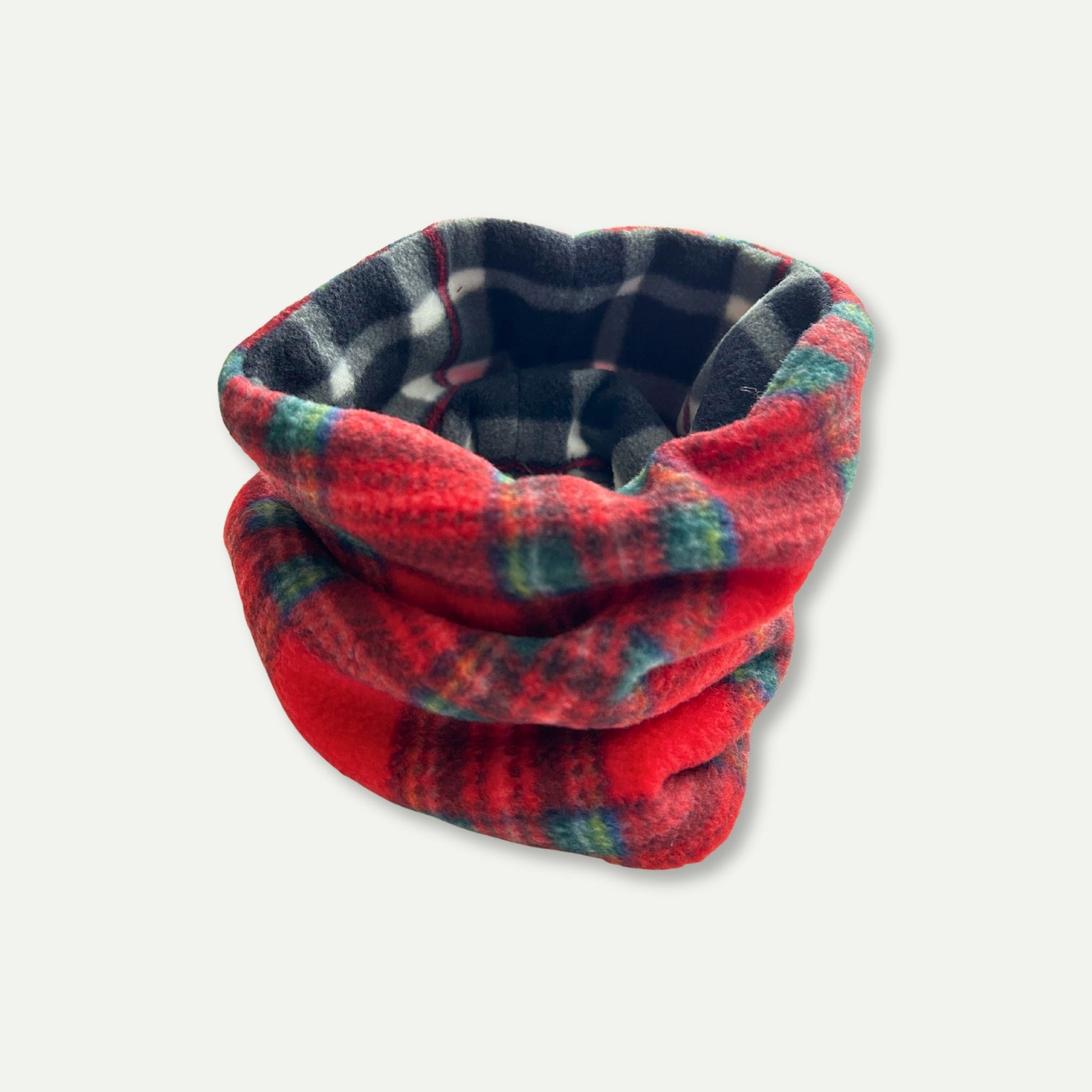 Wren & Rye Classic Red & Black Tartan Reversible Fleece Pet Snood