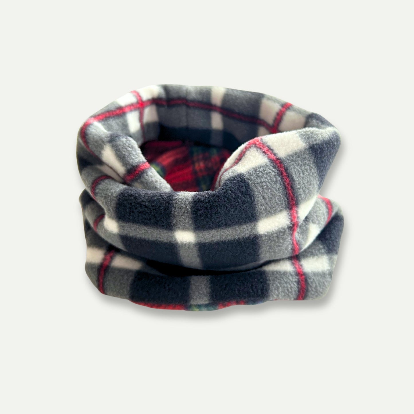 Wren & Rye Classic Red & Black Tartan Reversible Fleece Pet Snood