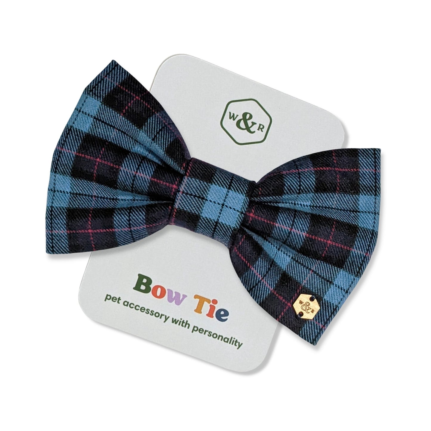 Wren & Rye Dark Blue Tartan Dog Bow Tie