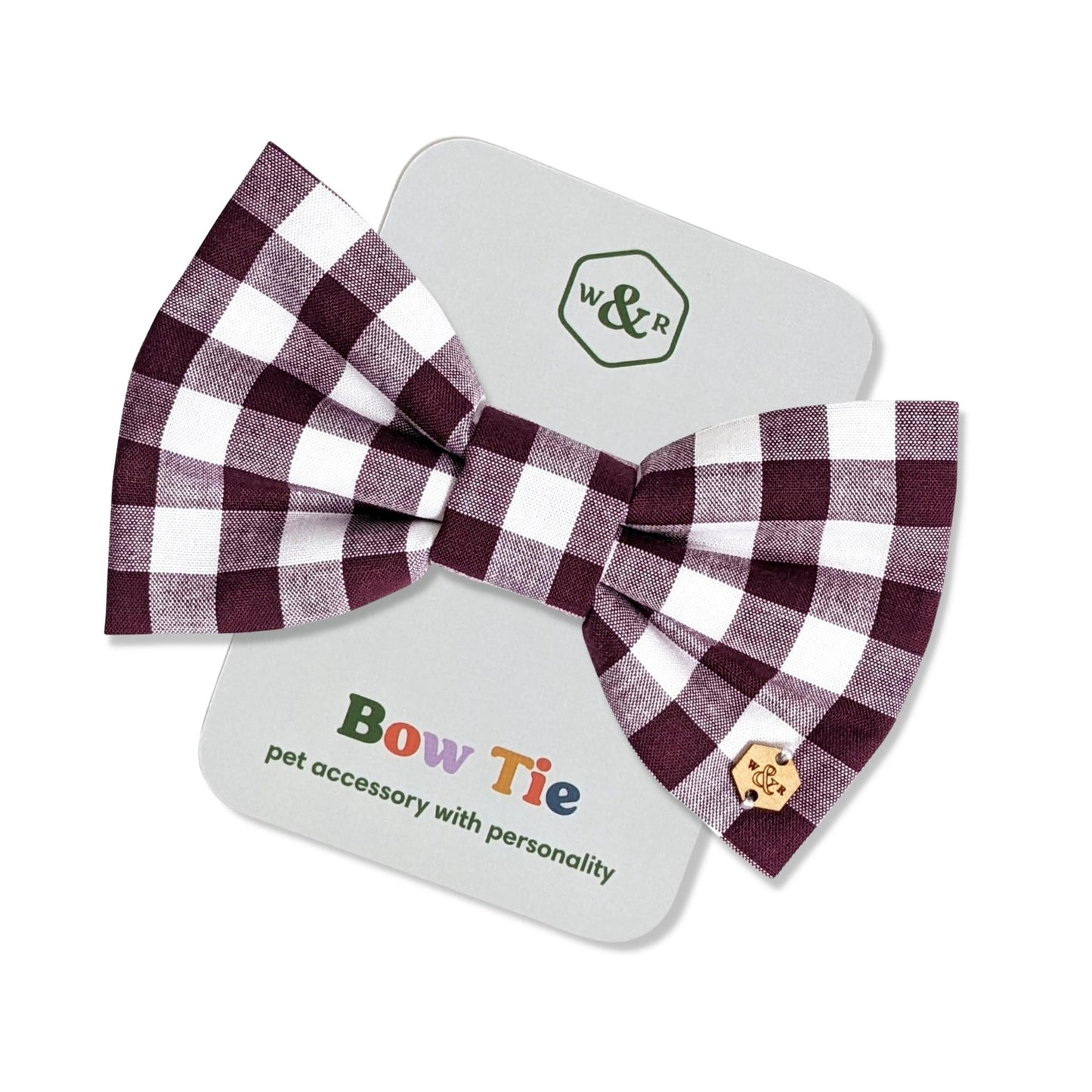 Wren & Rye Deep Purple Gingham Dog Bow Tie