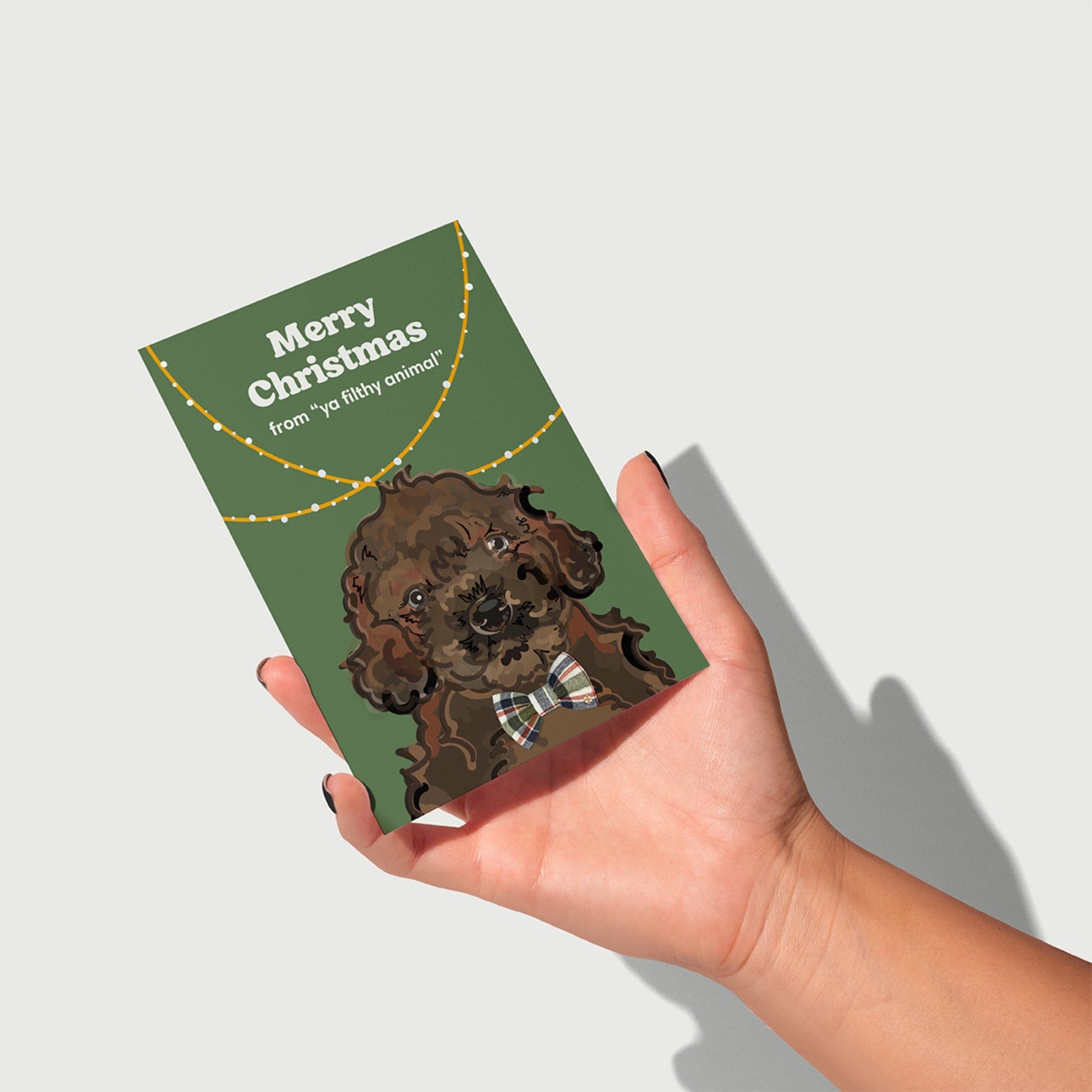 Wren & Rye Dog Christmas Card - Merry Christmas (Ya filthy animal) Green