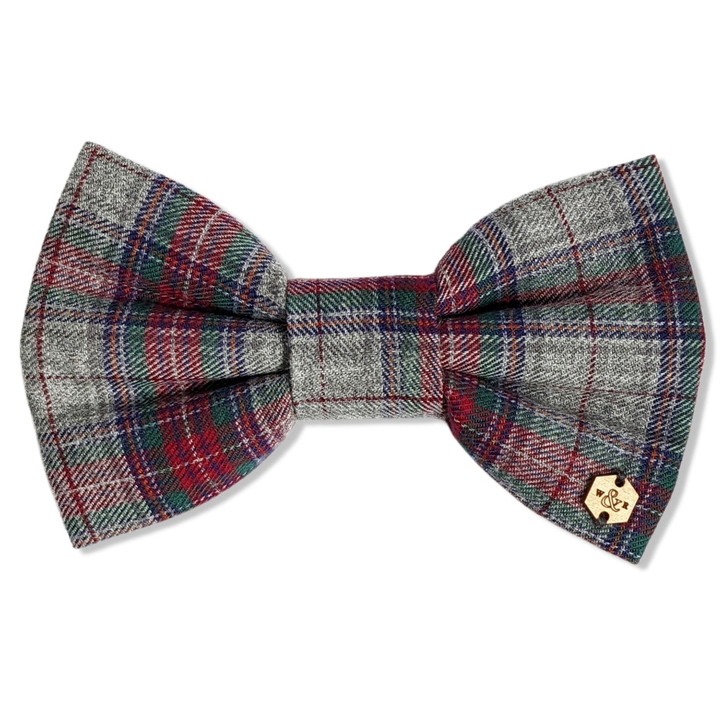 Wren & Rye Festive Grey Tartan Dog Bow Tie