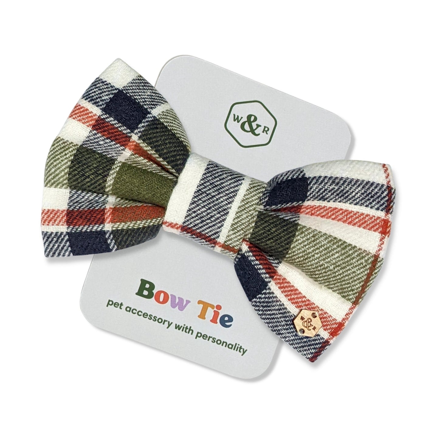 Wren & Rye Green and Cream Tartan Dog Bow Tie