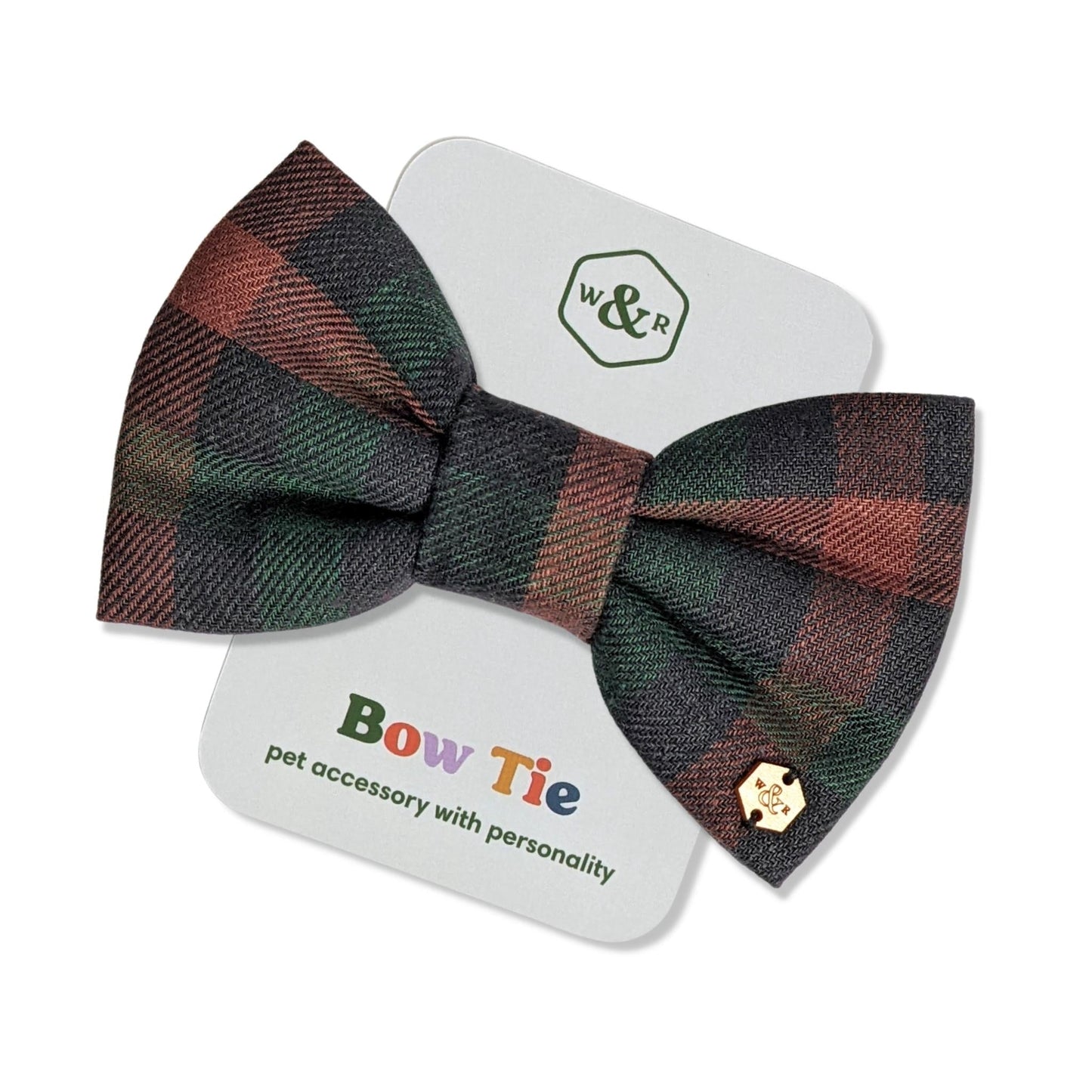 Wren & Rye Green & Brown Tartan Dog Bow Tie