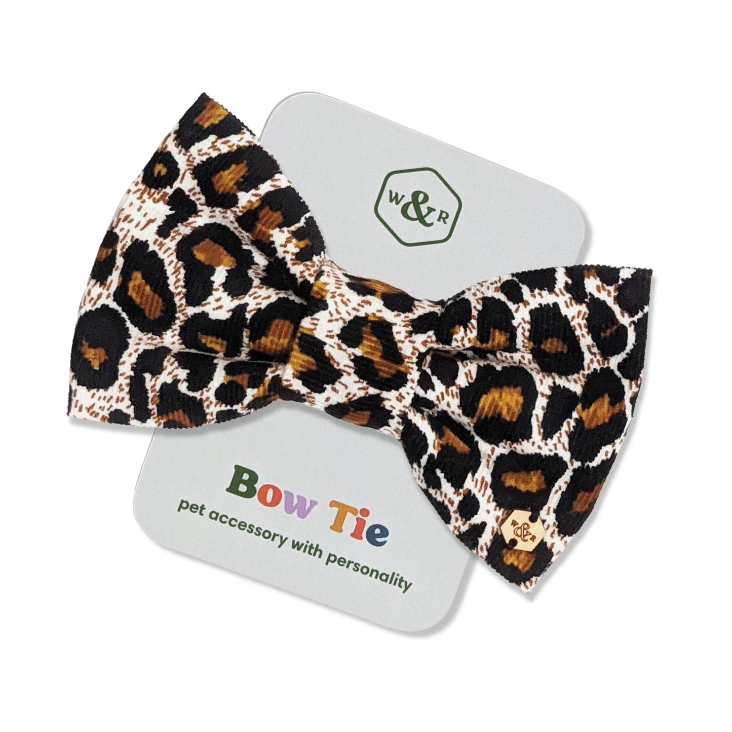 Wren & Rye Lovely Leopard Corduroy Dog Bow Tie