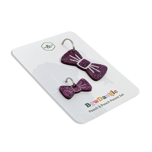 Wren & Rye Magenta Glitter Pooch & Pooch Parent BowDangle Set