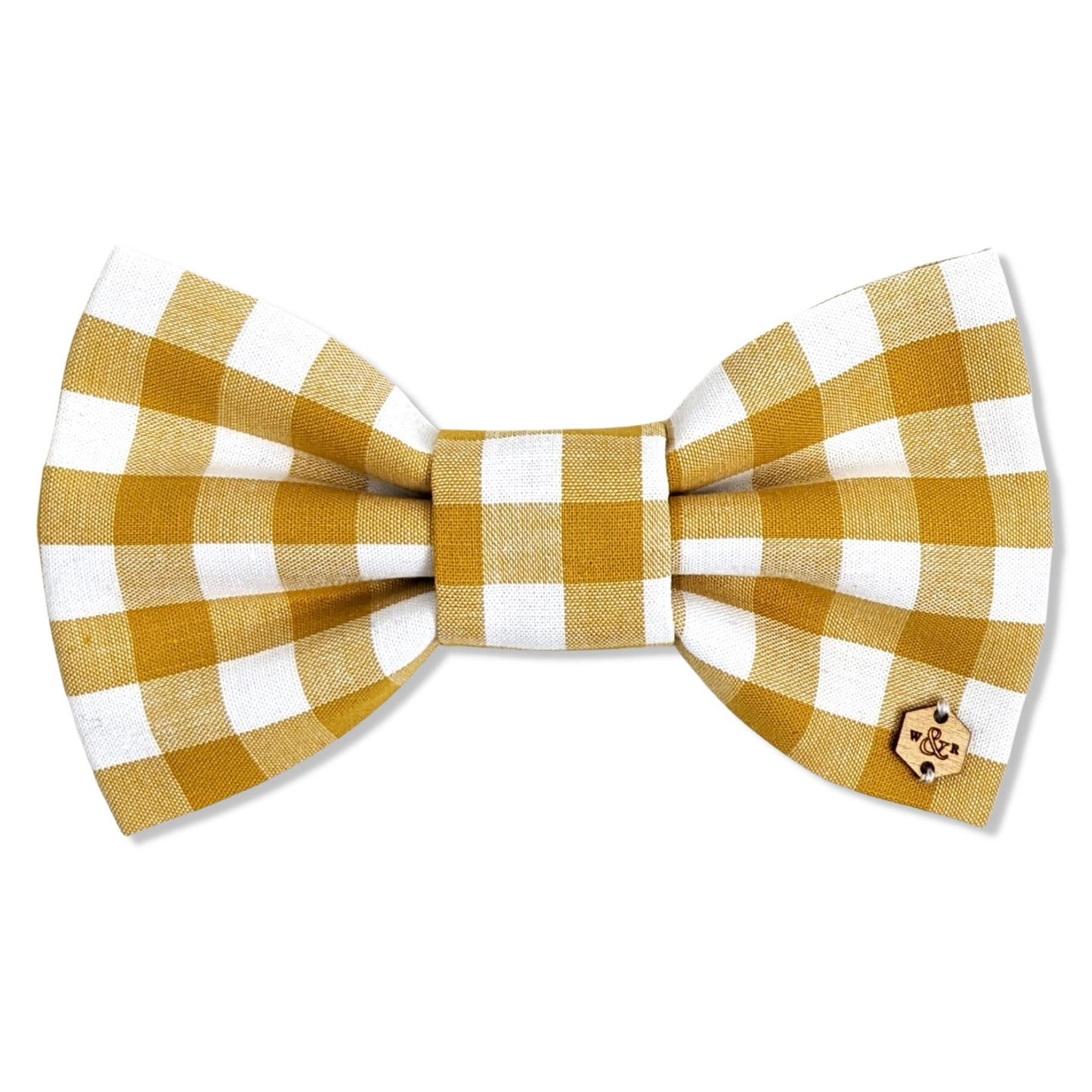 Wren & Rye Mustard Yellow Gingham Dog Bow Tie