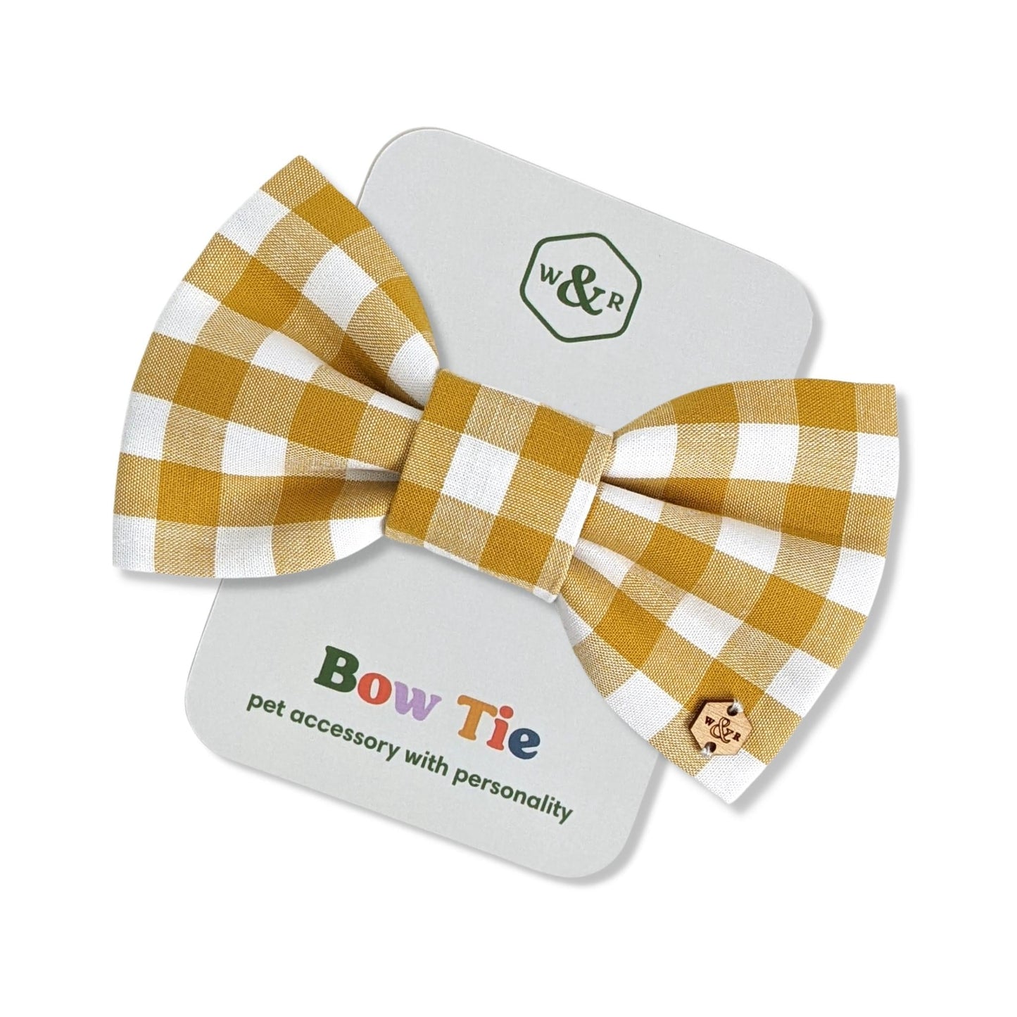 Wren & Rye Mustard Yellow Gingham Dog Bow Tie