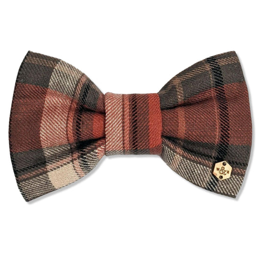 Wren & Rye Orange & Brown Tartan Dog Bow Tie