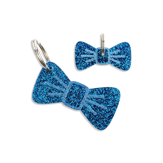 Wren & Rye Sapphire Glitter Pooch & Pooch Parent BowDangle Set