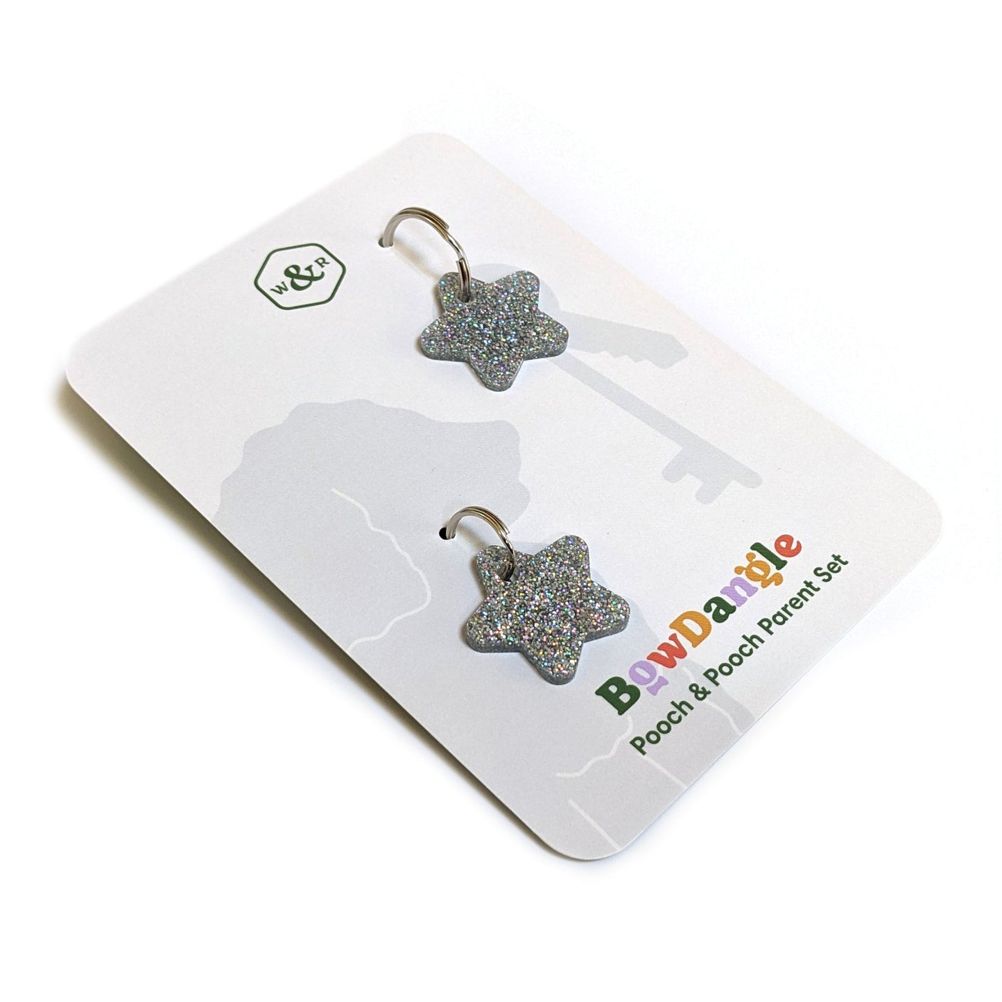 Wren & Rye Silver Glitter Star Pooch & Pooch Parent DinkyDangle Set