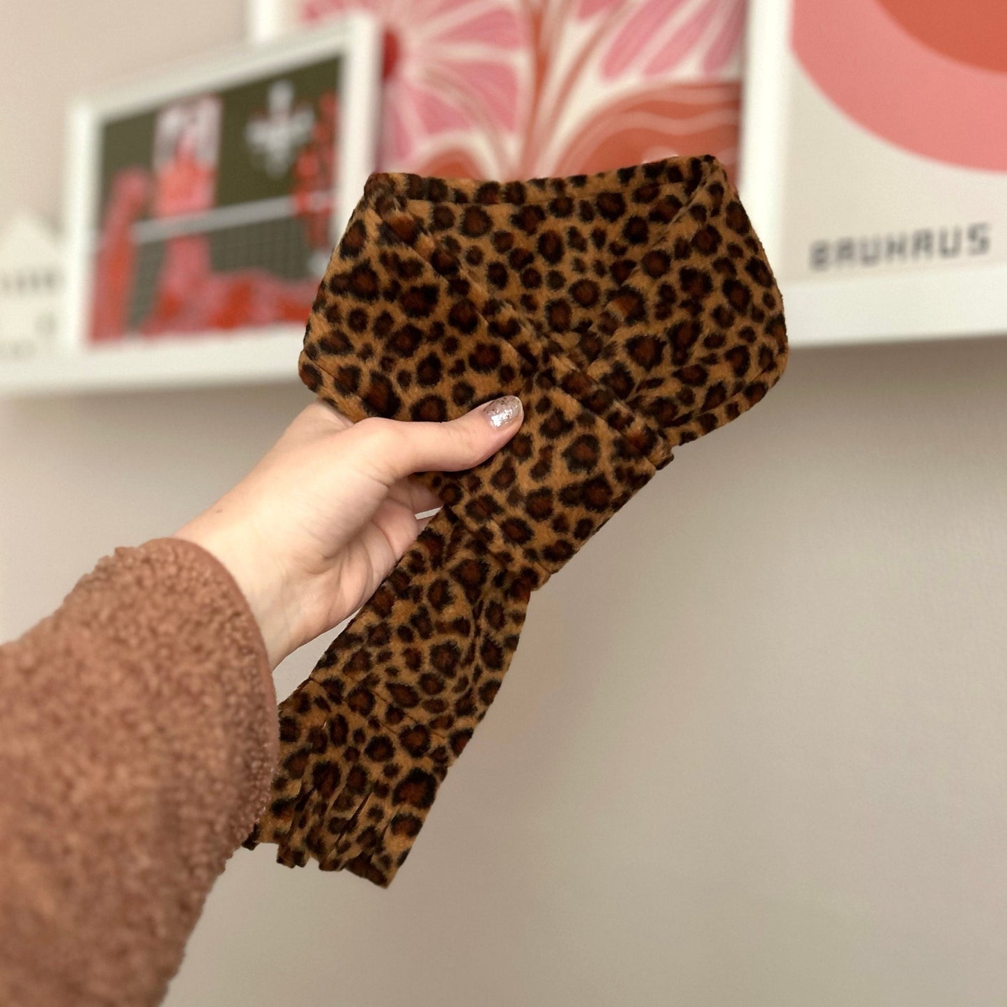 Wren & Rye Tawny Brown Leopard Fleece Pet Scarf