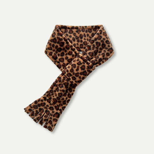 Wren & Rye Tawny Brown Leopard Fleece Pet Scarf