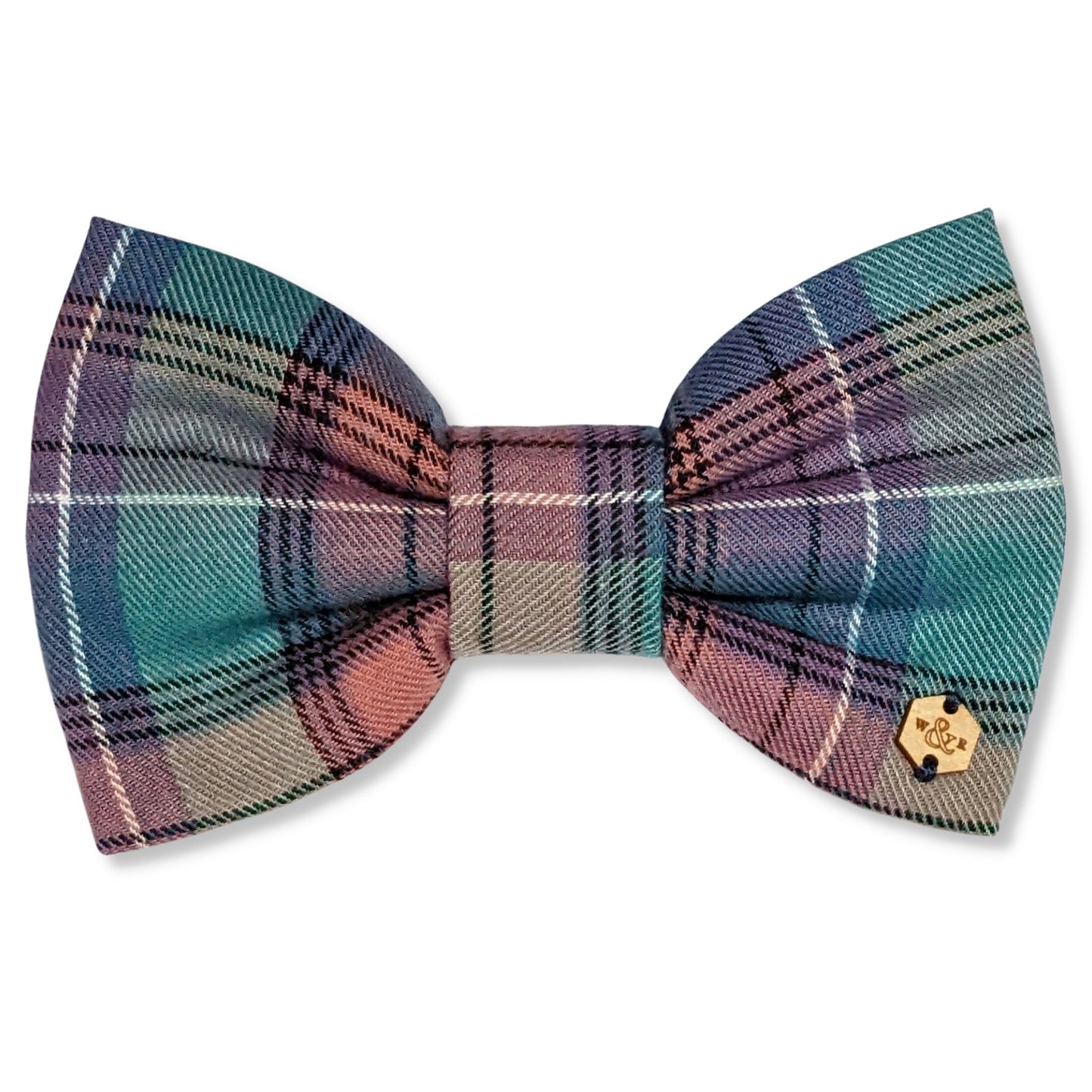 Wren & Rye Teal and Lilac Tartan Dog Bow Tie