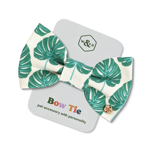Wren & Rye Tropical Monstera Dog Bow Tie
