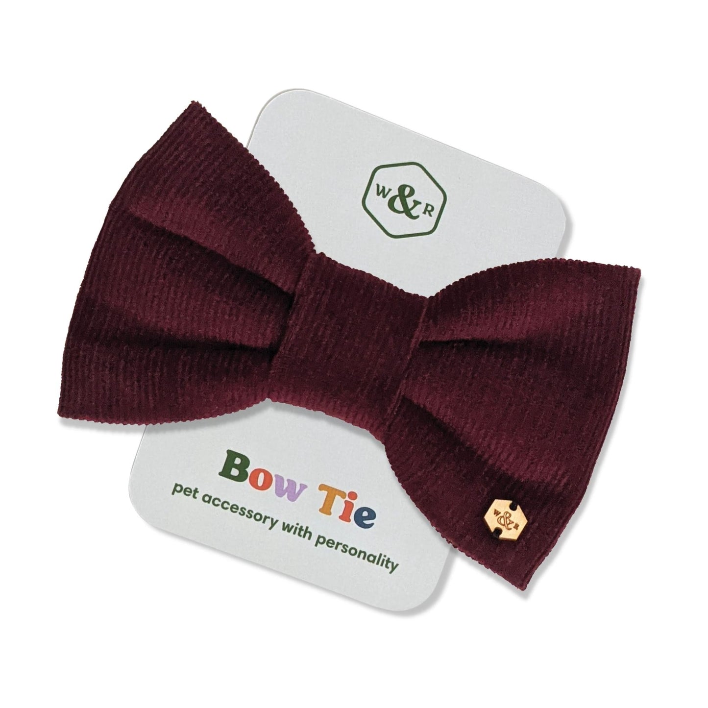 Wren & Rye Wine Corduroy Dog Bow Tie