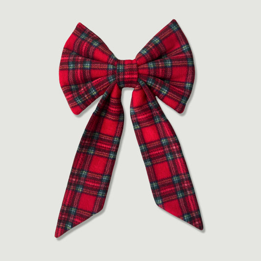 Red Tartan Fleece Home Decor BIG Bow