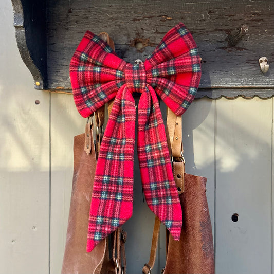 Red Tartan Fleece Home Decor BIG Bow