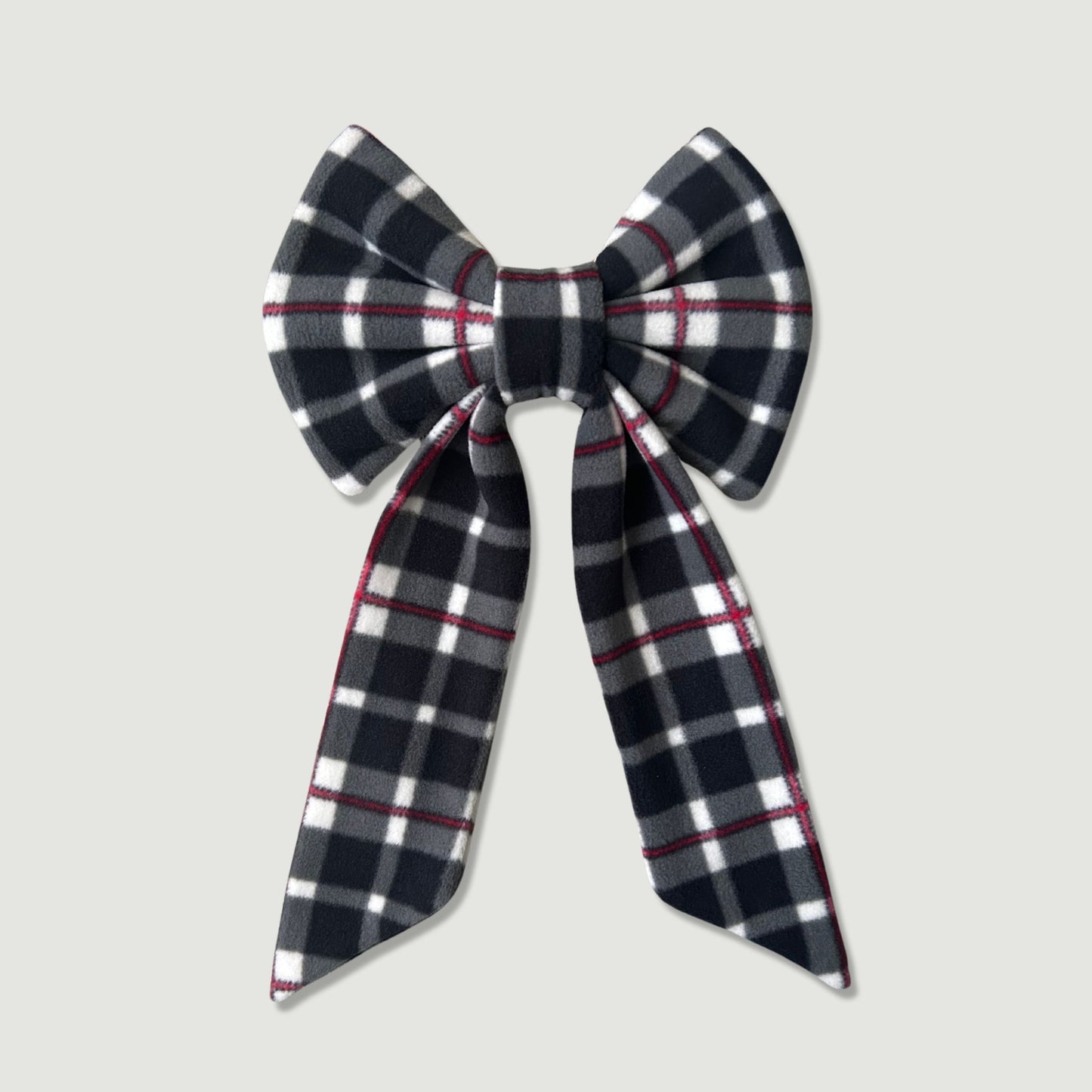 Black Tartan Fleece Home Decor BIG Bow