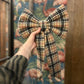 Beige Tartan Fleece Home Decor BIG Bow