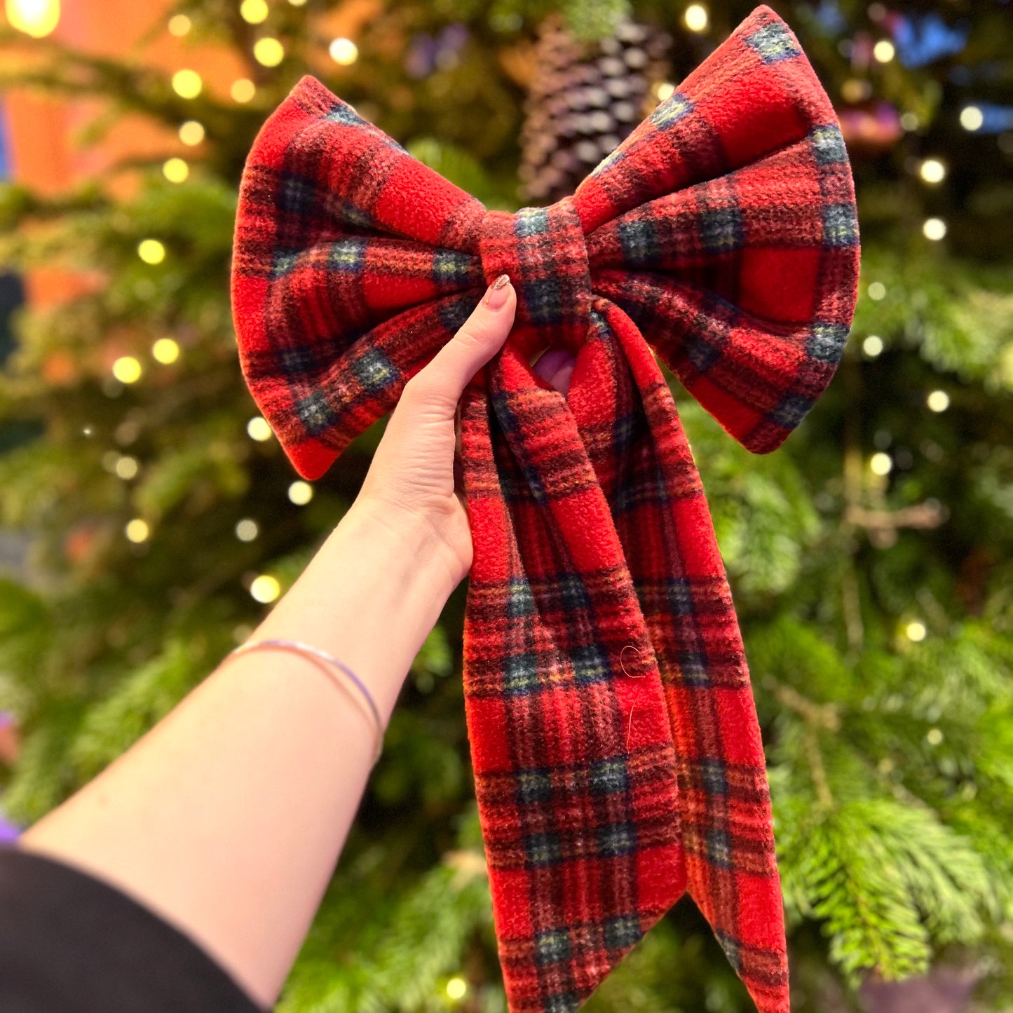 Red Tartan Fleece Home Decor BIG Bow