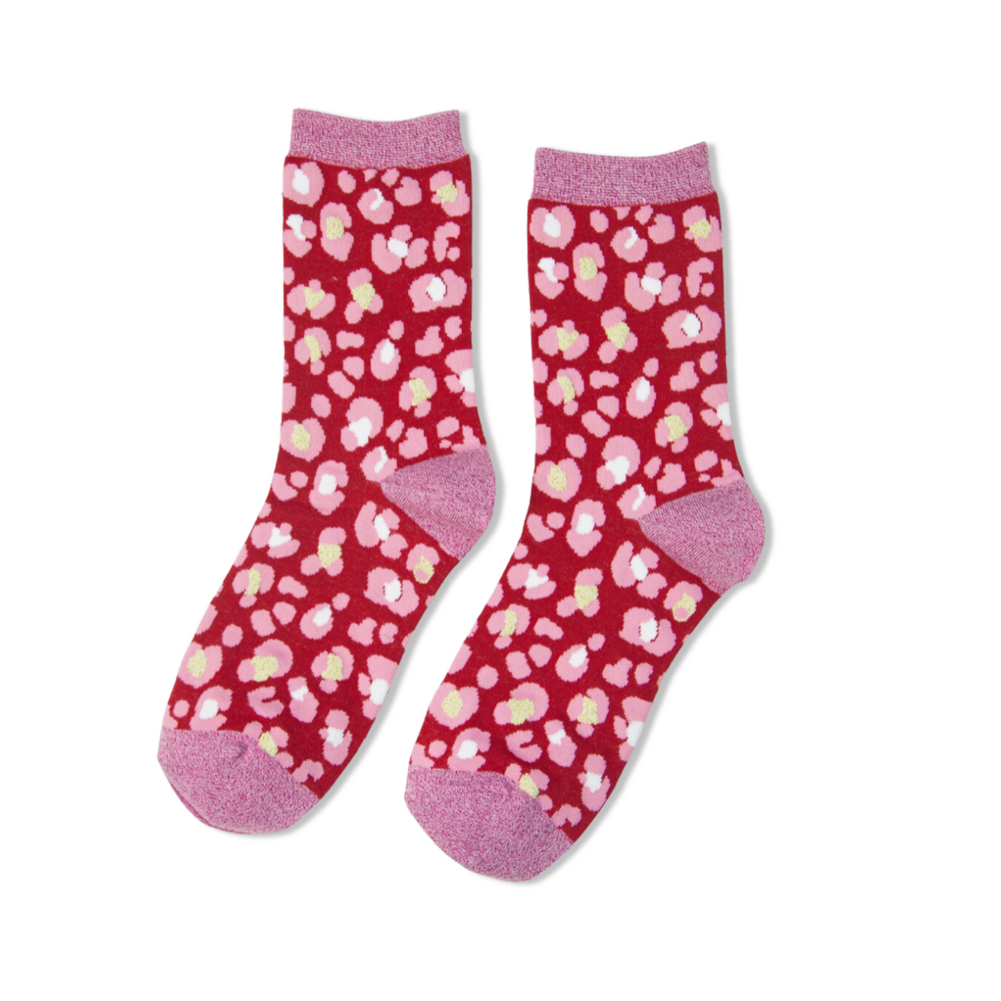 Womens Pink and Red Animal Print Bamboo Socks