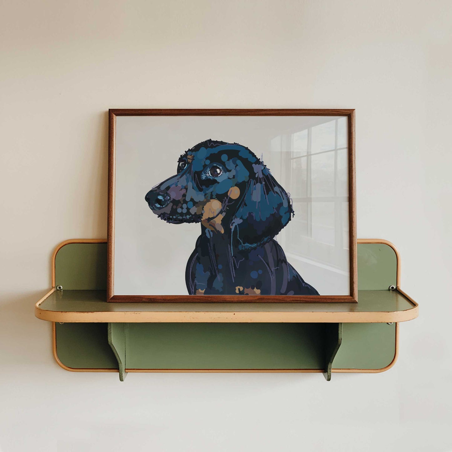 Dachshund Dog Illustration Art Print – A5 (Black & Tan)
