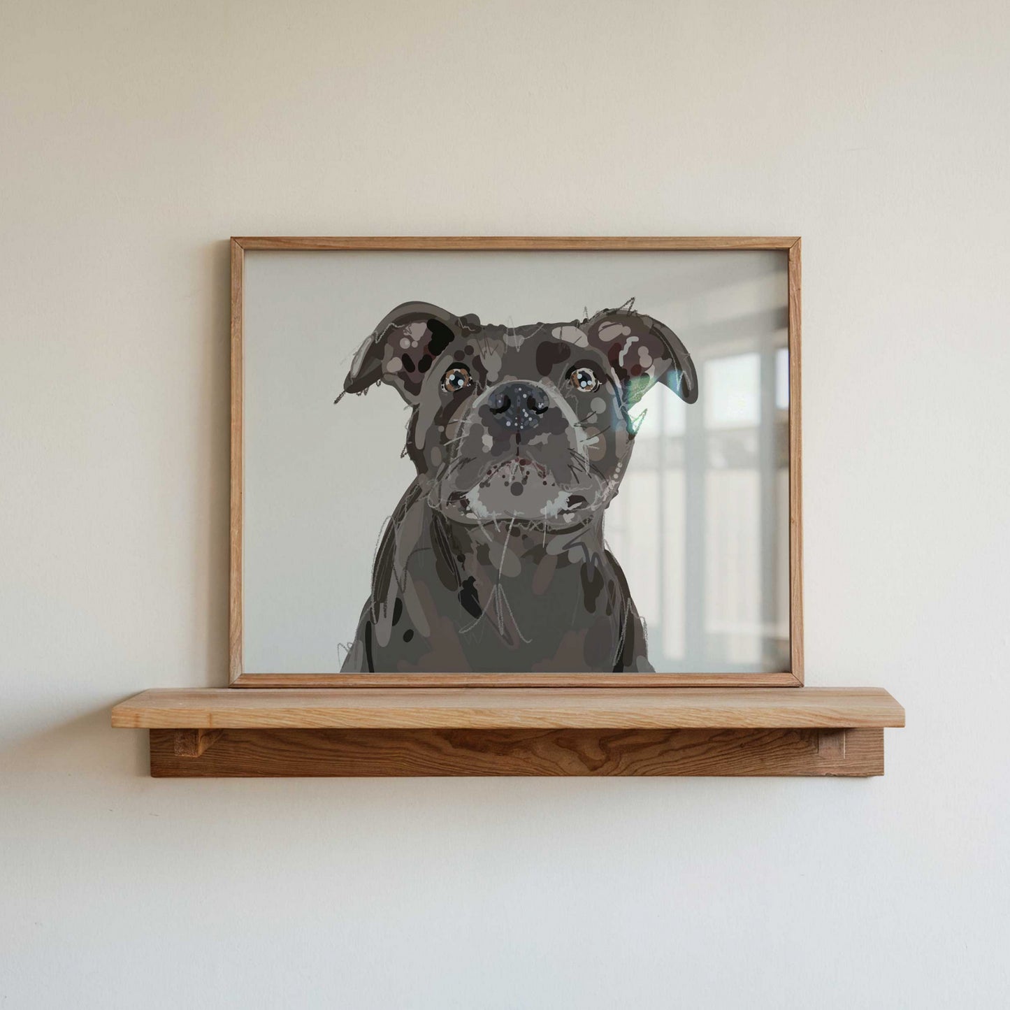 Staffordshire Bull Terrier Art Print – A5 (Black Grey)