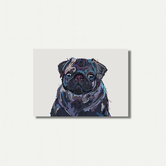Pug Illustration Art Print – A5 (Black)