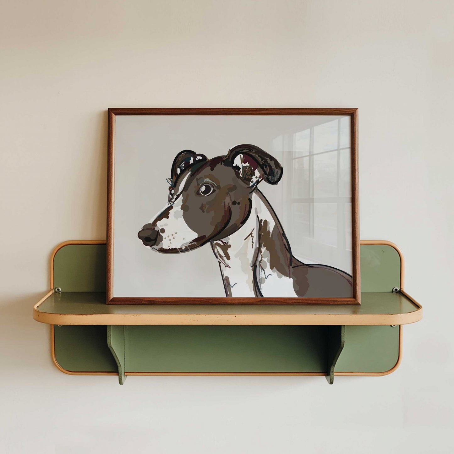 Whippet Dog Illustration Art Print – A5 (Parti)