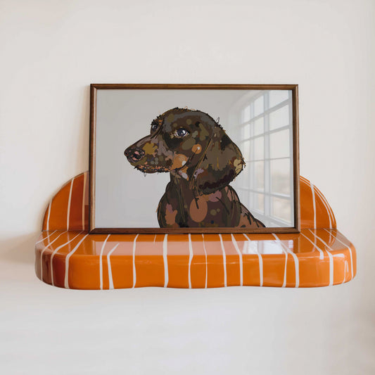 Dachshund Dog Illustration Art Print – A5 (Chocolate Brown)